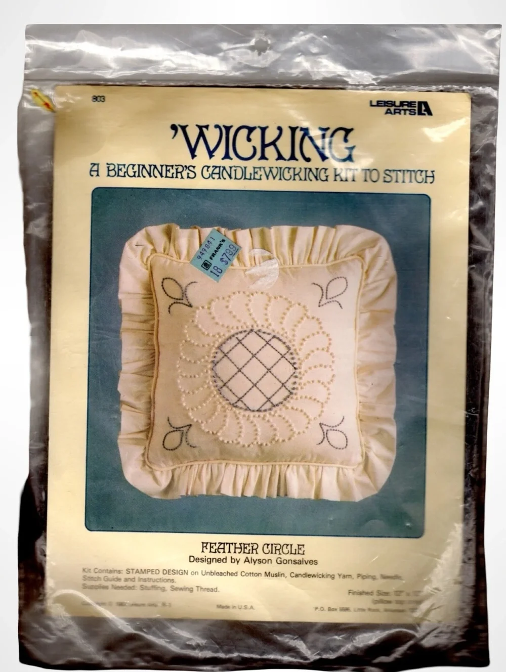 Leisure Arts 'Wicking' Beginner's Candlewicking Kit Feather Circle Design